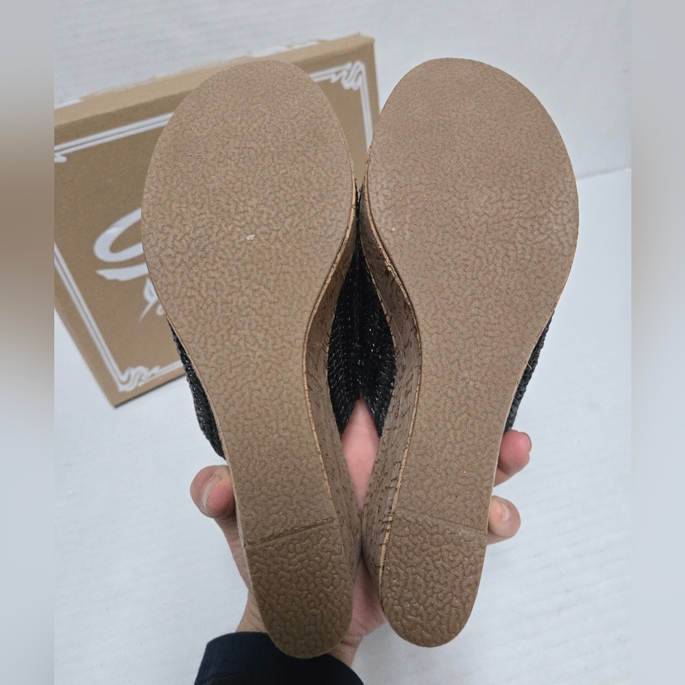 Sbicca Denali Wedge Sandals Black US Women’s Size 8 NIB slip On, Open Toe, Cork - Picture 6 of 12